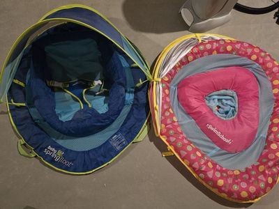 SwimSchool & Baby Spring Float Infant Pool Floats with Sun Canopy, Dual Pack, Ages 0-24 Months