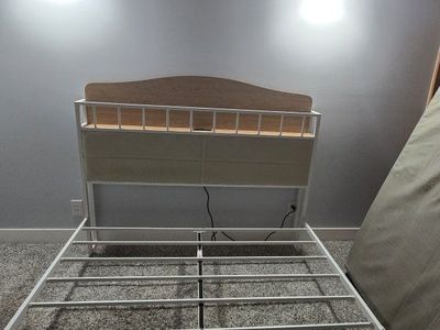 Metal Queen Platform Bed Frame with Storage Headboard and Charging Station