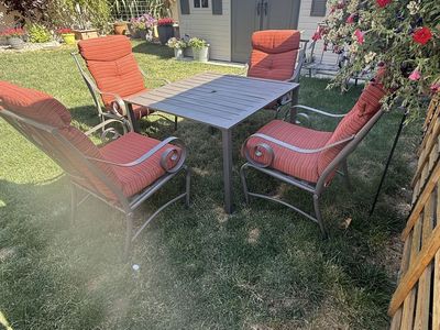 Patio Table & 4 Chairs with your choice of Cushions - Outdoor Dining Set