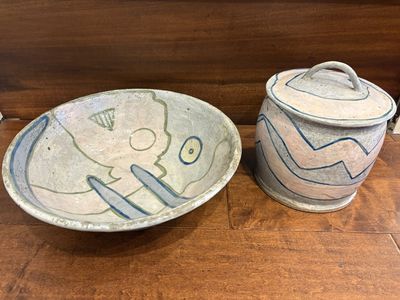 Vintage San Francisco Pottery Lidded Jar & Bowl