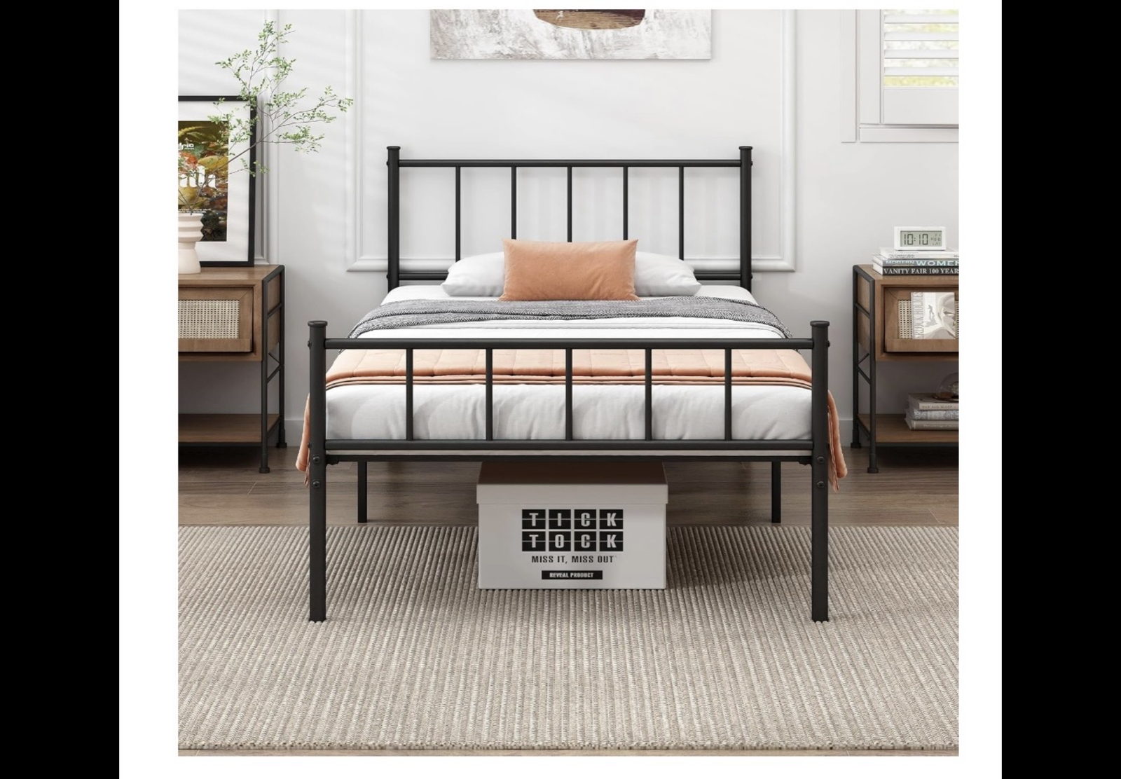 Twin metal bed frame— black — Like New