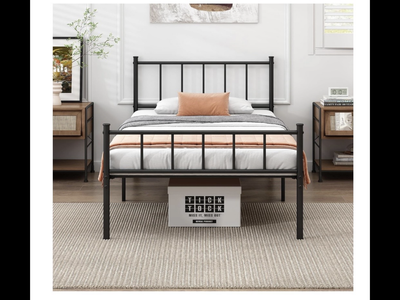 Twin metal bed frame— black — Like New