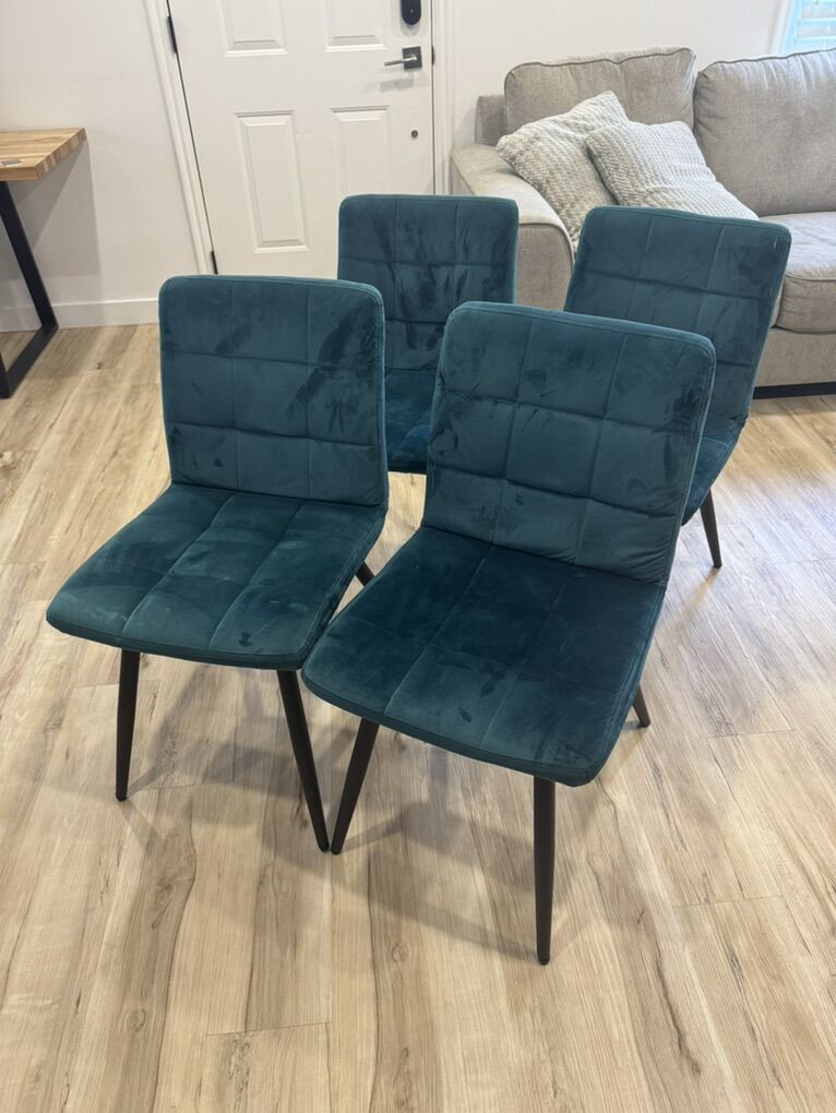 4 Green Velvet Dining Chairs