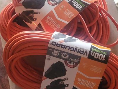 Vanguard 100ft 14 Gauge Indoor/Outdoor Extension Cords I have 3. New never used. 25.00 each