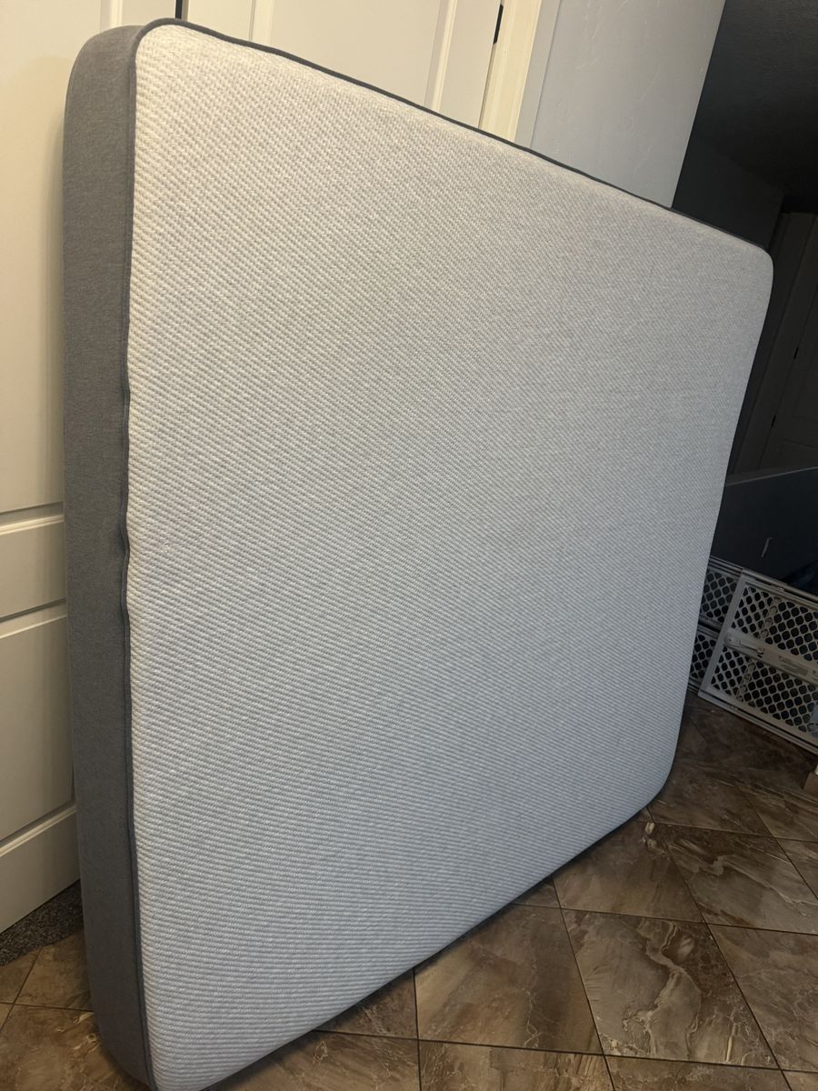 Comfortable Foam Mattress with Textured White and Dark Grey Sides king size $100 like new