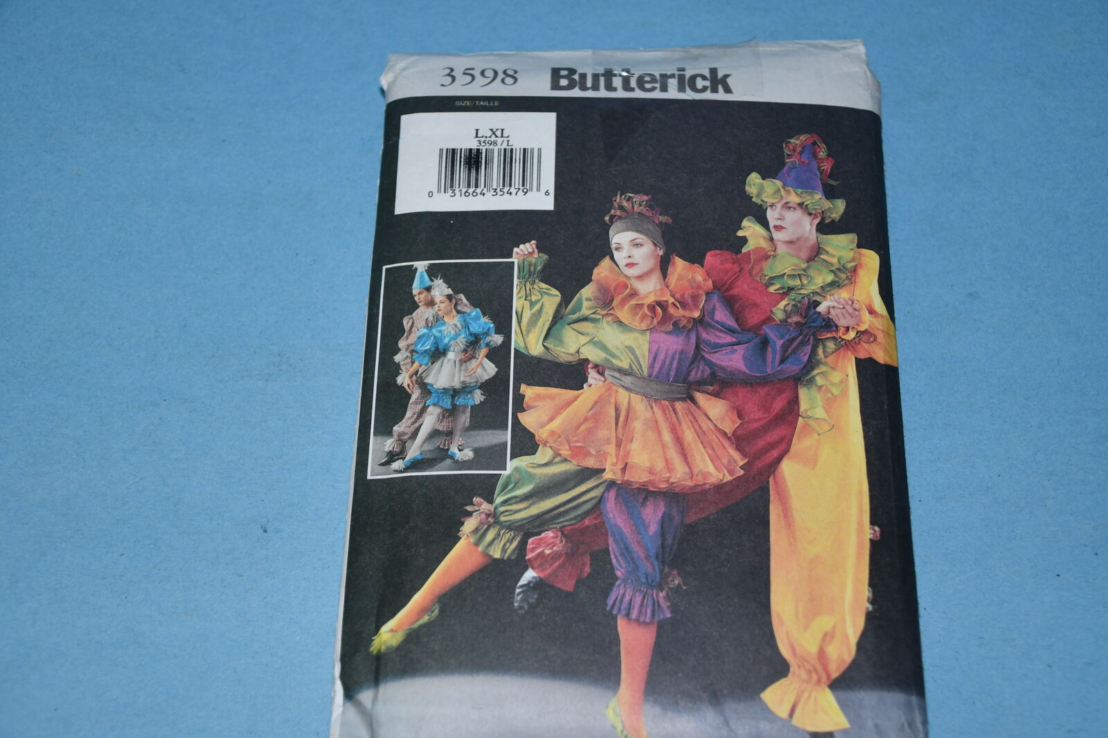 HALLOWEEN CLOWN COSTUME PATTERNS ~ SIZE L/XL ~ BUTTERICK 3598 ~ UNCUT ~ FACTORY FOLDED