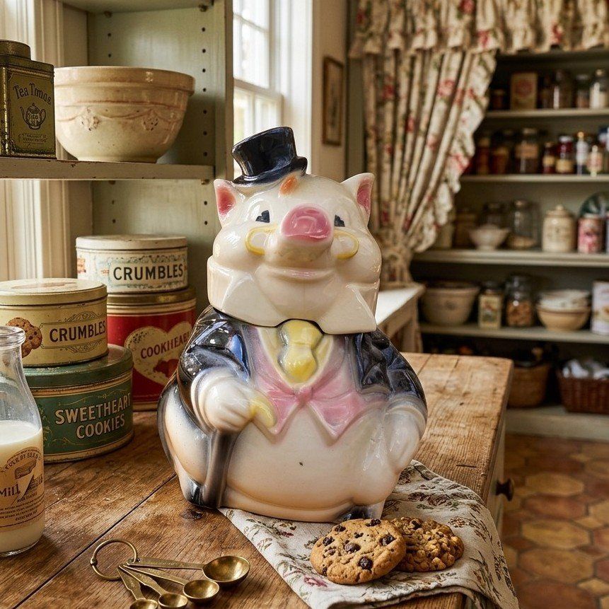 Vintage Formal Pig 1950's Cookie Jar