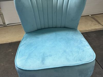Upholstered Accent Chair Velvet Light Blue Wood Legs