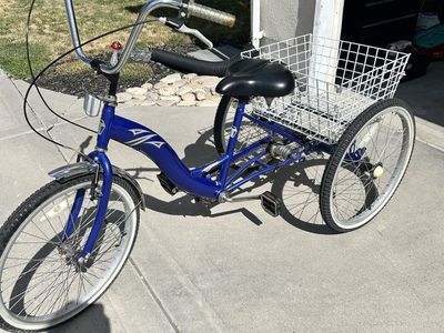 Adult tricycle- Daekar Tri-Star Blue 3-Speed Adult Tricycle with Basket