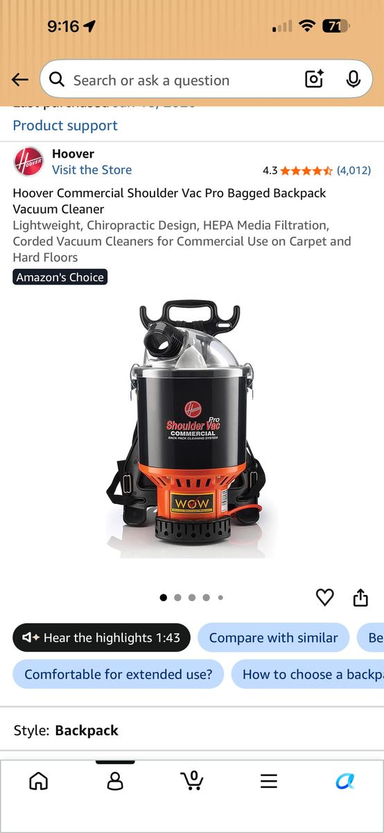 Commercial Backpack Vacuum