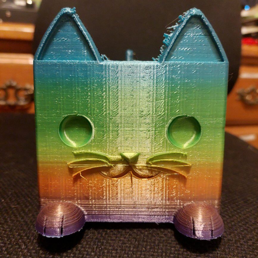 3d printed rainbow cat planter