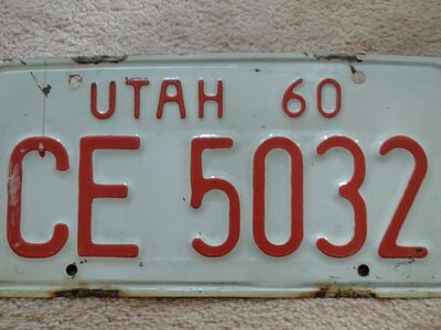 Utah licence plate 1960