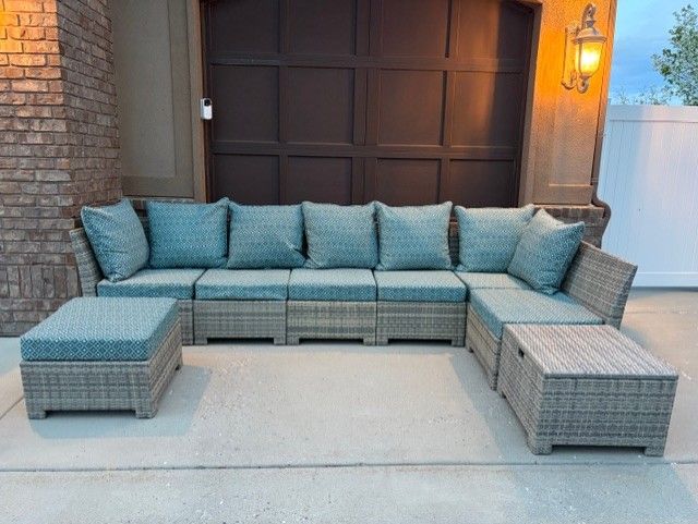 Outdoor Sectional Couch Woven Wicker