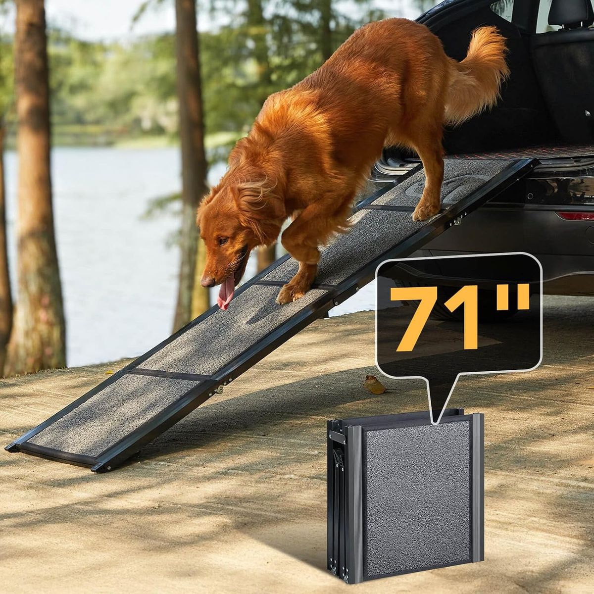 NEW Dog Ramp for Car 71'' X-Long & 17.2" Wide Folding Dog Ramps for Large Dogs