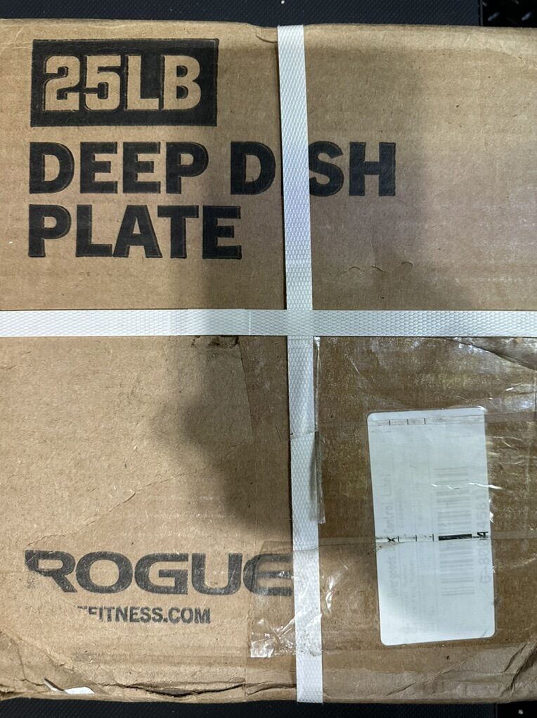 rogue 25 lb deep dish plate pair brand new