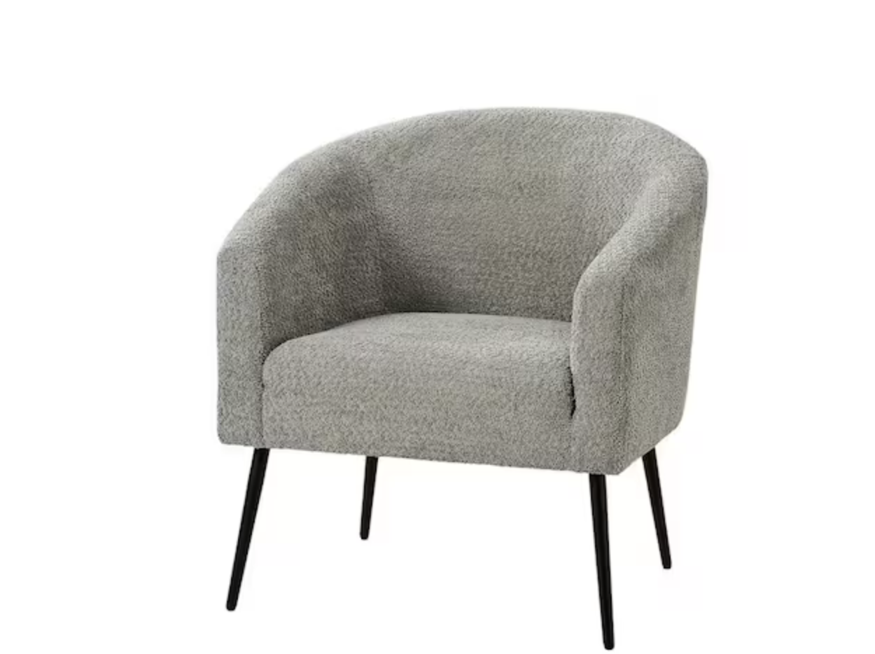 Brand new Gideon Grey Modern Boucle Armchair with Metal Legs