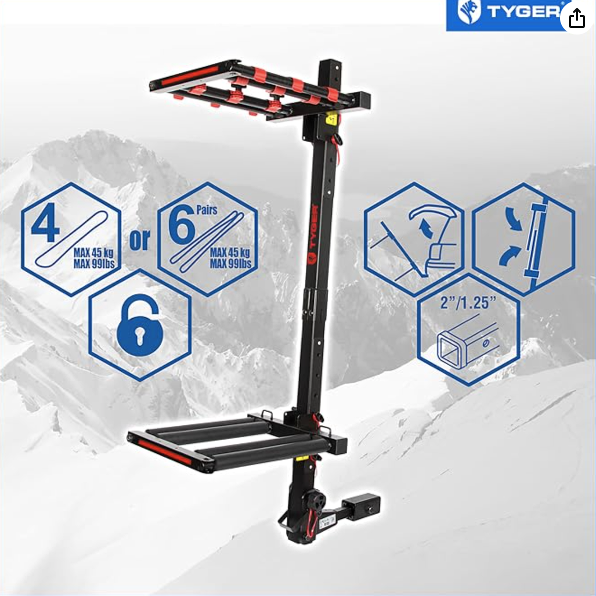 Tail hitch Ski Rack