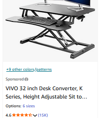 32" Adjustable Height Standing Desk