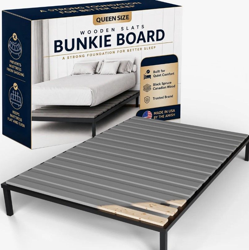 Queen Size Audra Horizontal Mattress Support Wooden Bunkie Board/Slats with Cover