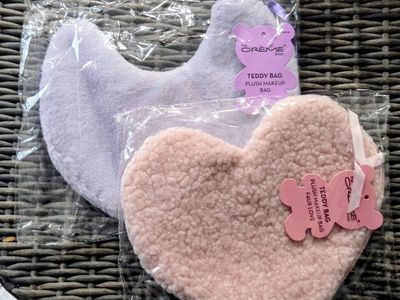 The Crème Shop Teddy Bag Plush Makeup Bag Set of 2