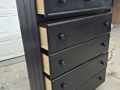 extra extra tall all wood 5 drawers black dresser/tin