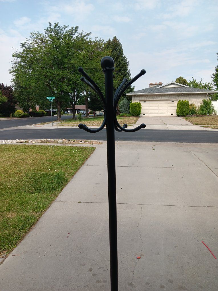 Black Metal Coat Rack with Umbrella Stand - Freestanding Hall Tree