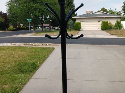 Black Metal Coat Rack with Umbrella Stand - Freestanding Hall Tree