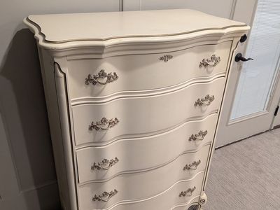 Vintage French Provincial 5-Drawer Tallboy Dresser
