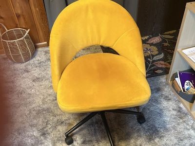 Stylish Yellow Velvet Swivel Desk Chair with Wheels - world market