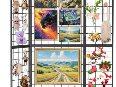 BRAND NEW Foldable Grid Wall Panel, 6' x 4.25' Ft Gridwall Display Stand with Notice board, Heavy Duty Sturdy