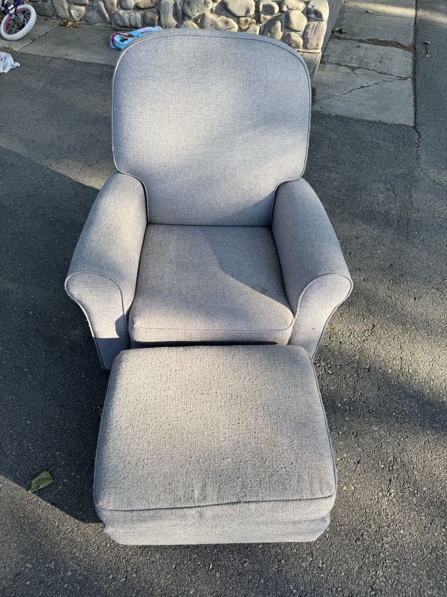 Custom Upholstered Glider Chair and Ottoman Combo