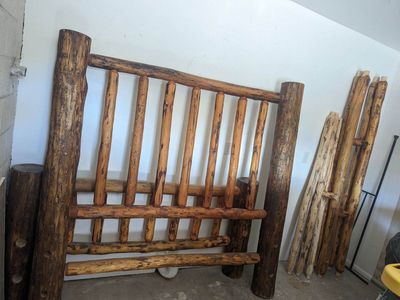 King size log bedframe