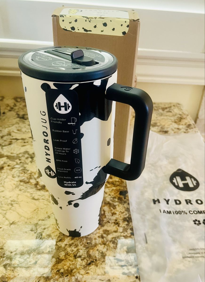 HydroJug 40 oz Insulate Stainless Steel Tumbler Cow Print Design New in Box