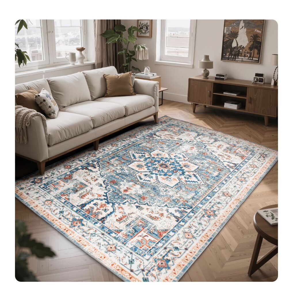 Beautiful Low Pile 5'X7' Living Room Area Rug New