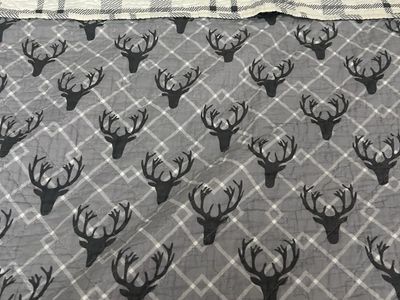 Set of 2 Reversible Twin Quilts with 3 Pillow Shams - Antler & Plaid Rustic Print