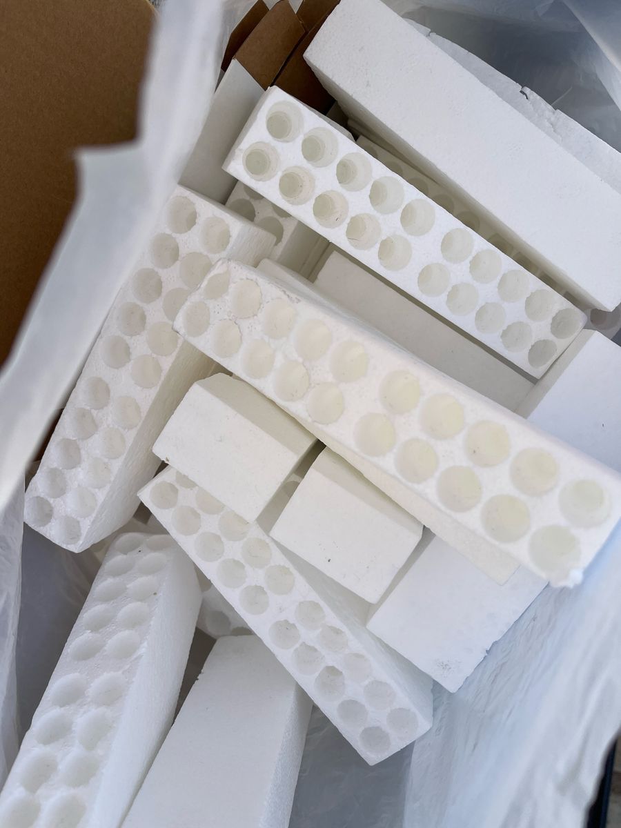 White Styrofoam Packing Blocks & boxes. 300 Win Mag+.