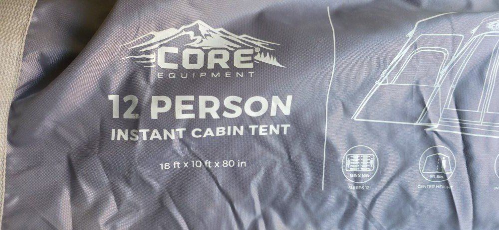 CORE Equipment 12-Person Instant Cabin Tent, 18'x10' Weather Control H2O Block, 2-Minute Setup