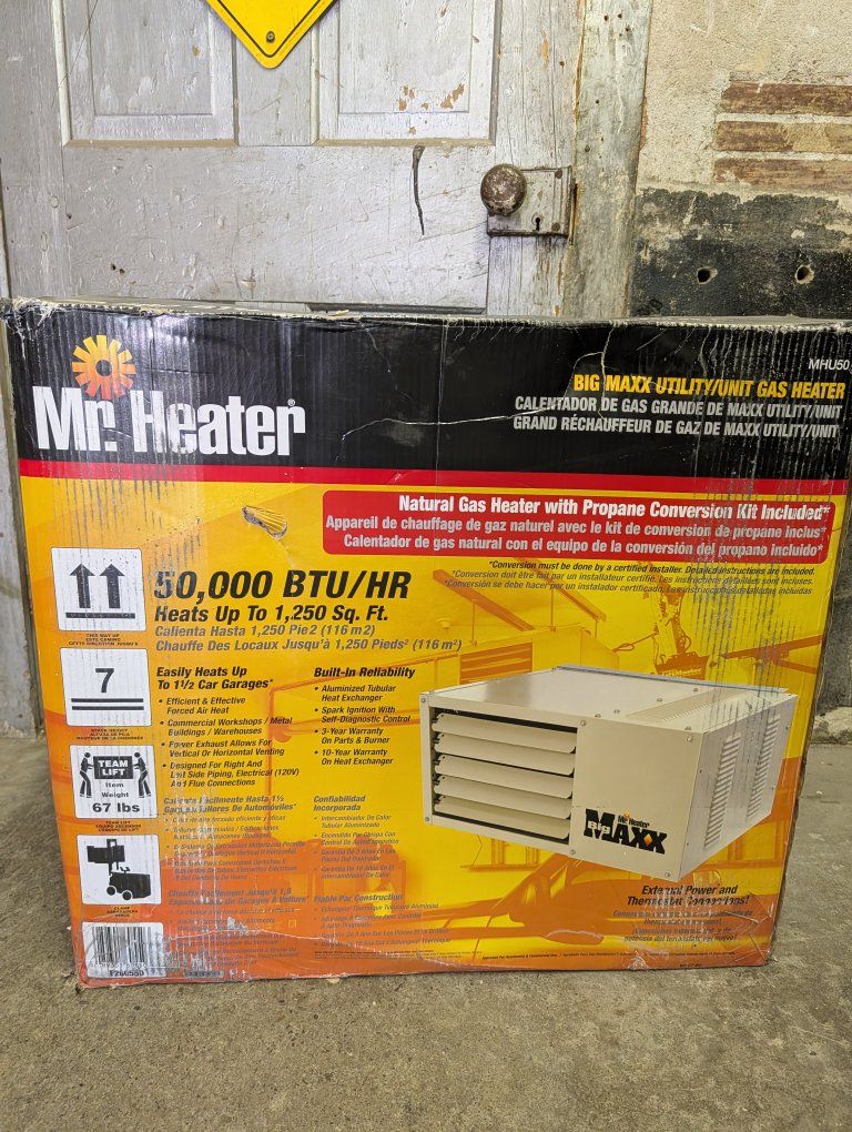 Mr. Heater MHU50 Big Maxx 50,000 BTU Natural Gas Unit Heater with Propane Conversion Kit