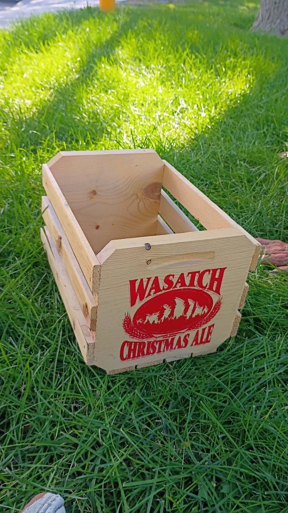 Wasatch Christmas Ale Wooden Crate - Rustic Storage or Decor, 11" x 9.5" x 7"