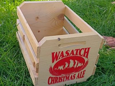 Wasatch Christmas Ale Wooden Crate - Rustic Storage or Decor, 11" x 9.5" x 7"