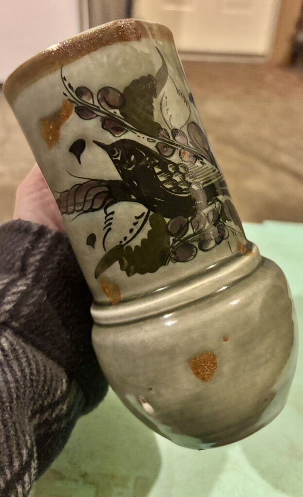 Vintage Mexican Pottery, Mug, Folk Art Handpainted