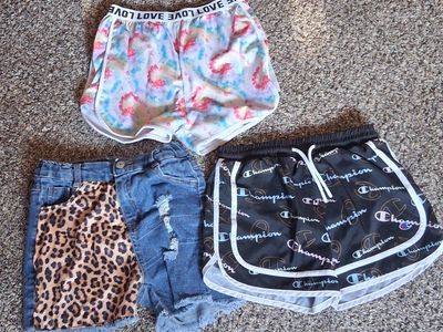 Girls' Shorts Bundle Lot - 3 Pairs (Champion, Tie-Dye, Leopard Denim) size 9-12.
5 each or 10 for all.