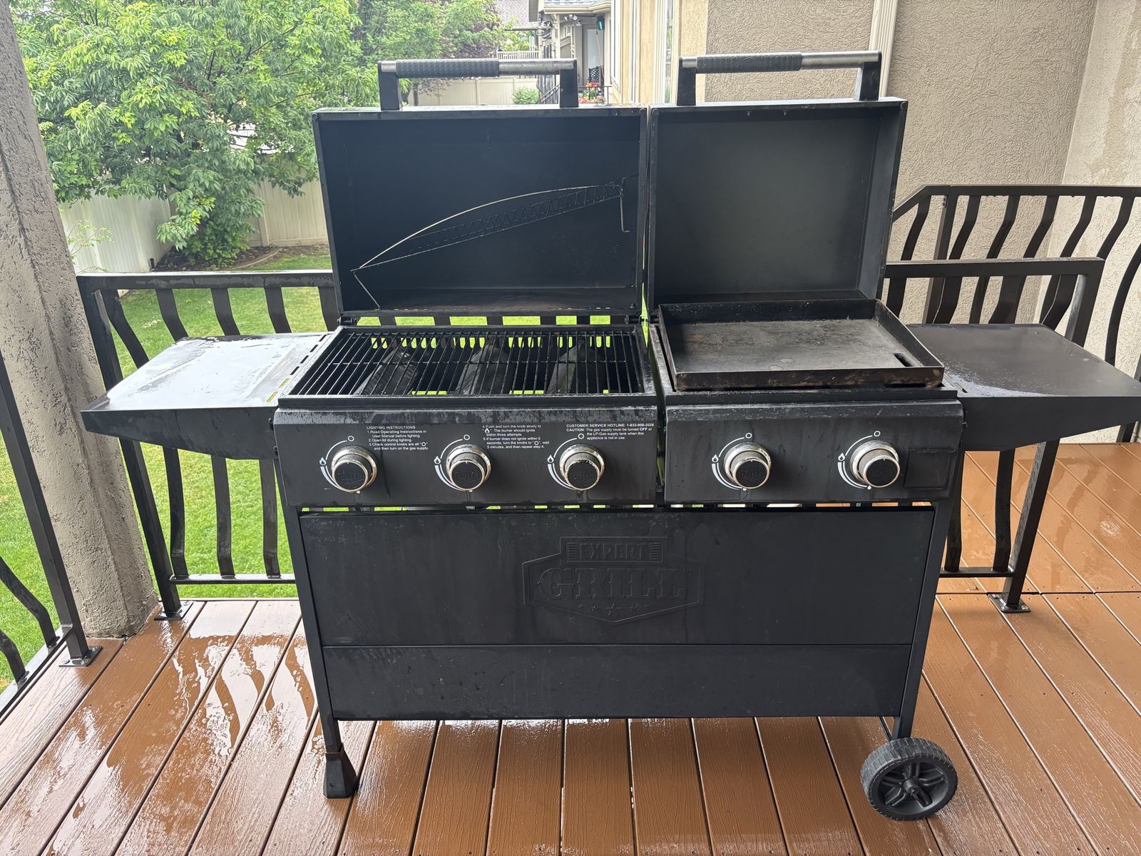 Expert Grill 4-Burner Gas Grill with Side Griddle - Black Outdoor BBQ & Flat Top