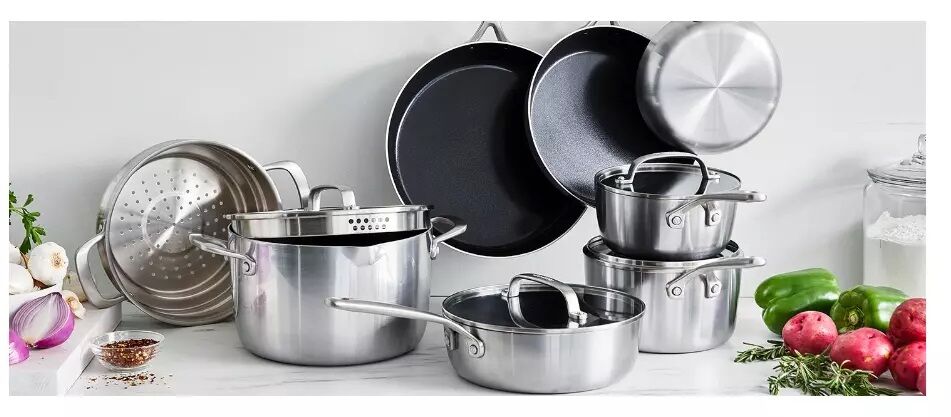 GreenPan GP5 Vista 12-piece Stainless Steel Ceramic Nonstick Cookware Set 1787425 #98799