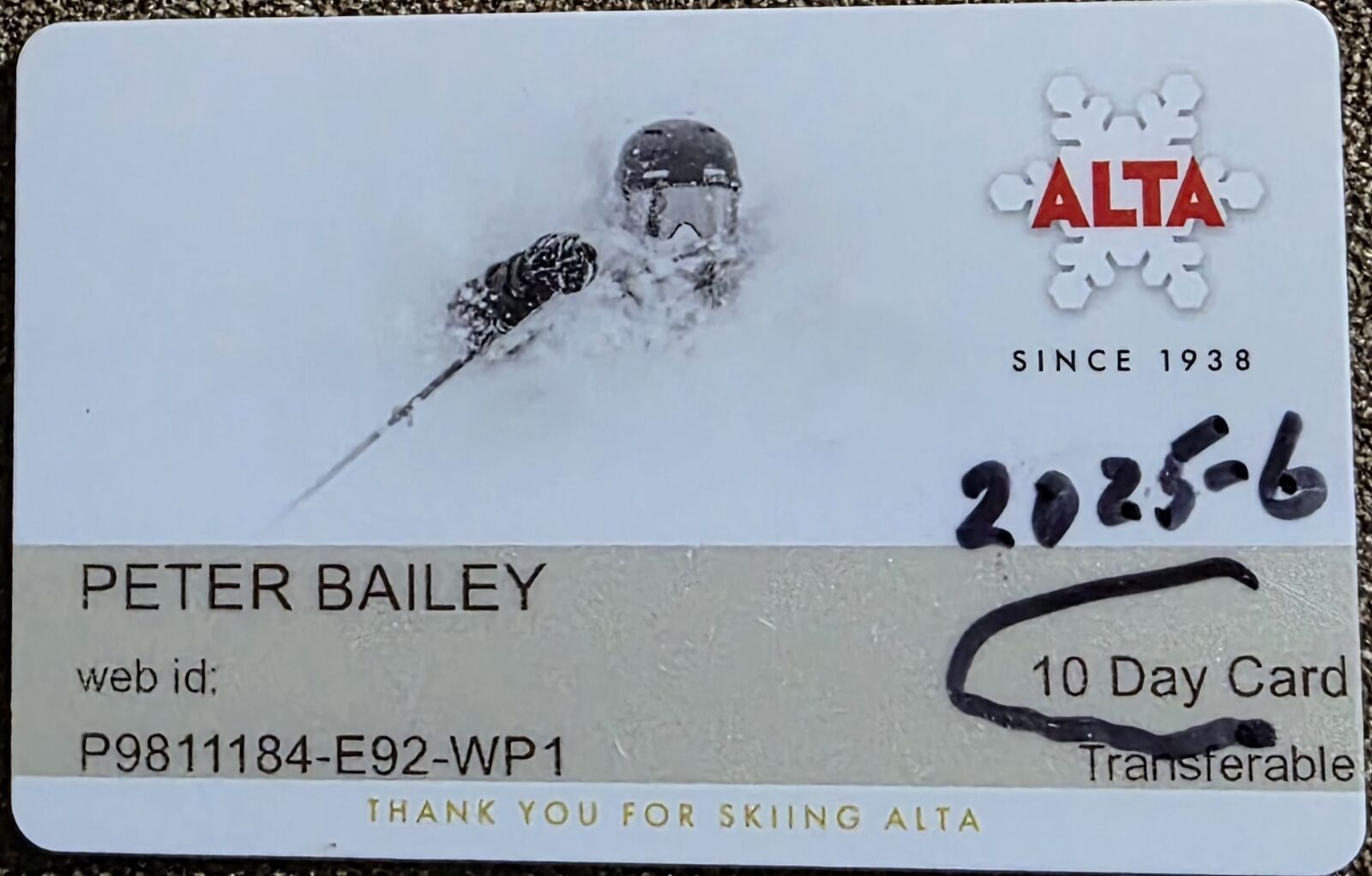 ALTA TEN DAY CARD