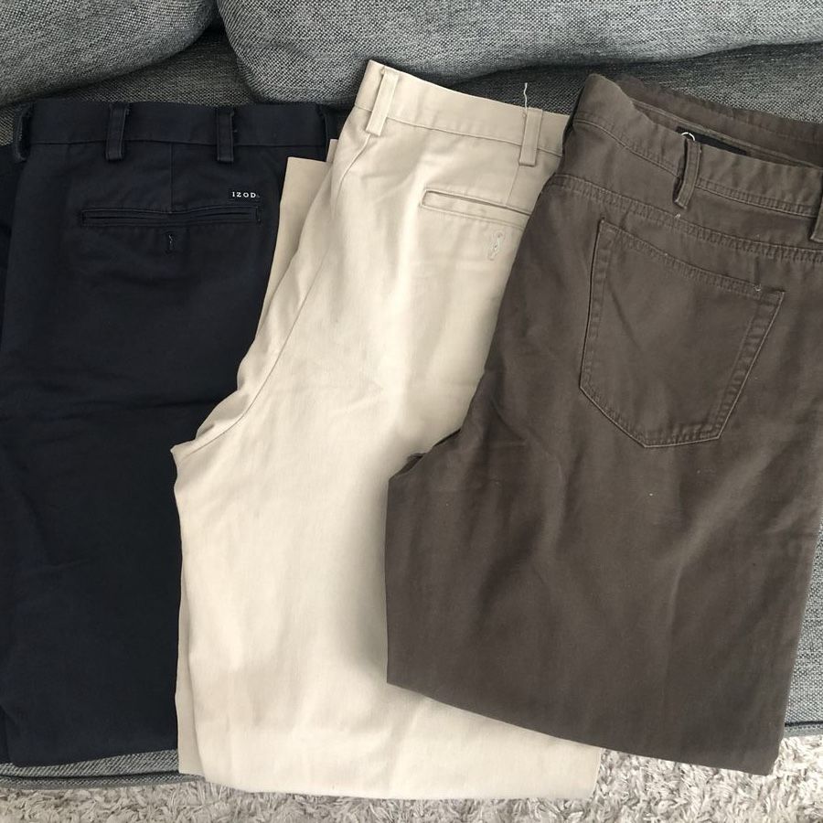 Men's Pants Lot - IZOD & Other Casual Chino Pants - Set of 3 Pairs Size 40 x 32