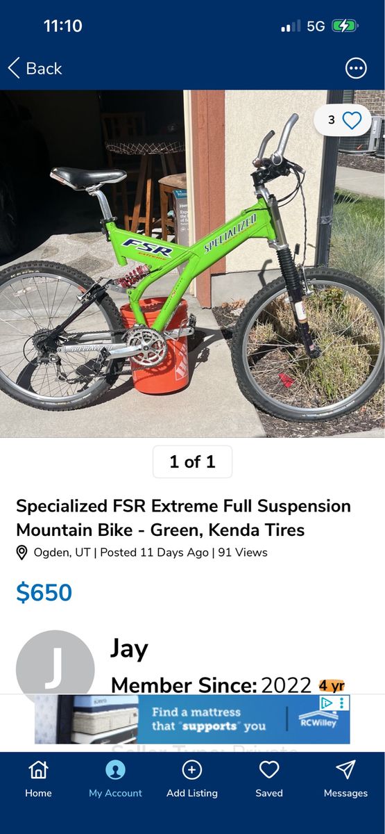 Specialized FSR Extreme Full Suspension Mountain Bike - Green