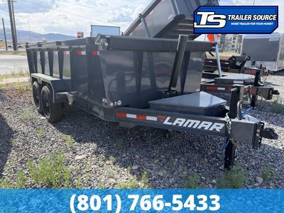 7x14 Lamar DT Dump Trailer - 36" Sides - 14K GVWR - Stabilizer Jacks, Telescopic