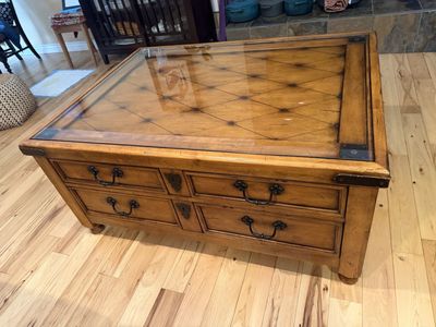 Solid Wood Rustic Hacienda/Western Coffee Table with Storage Drawers (Heavy, High Quality)