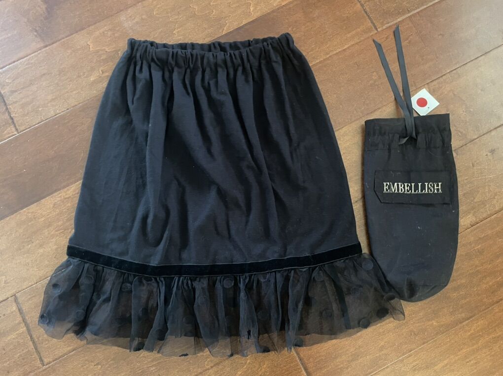 New Black Embellish Skirt W/ Sheer Bottom